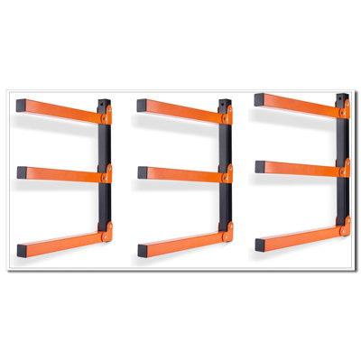 Ensemble de 3 tablettes de rangement murales à 3 niveaux pour le bois d'œuvre, organisateur en bois robuste pour atelier de garage