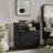 Mid Century Modern Nightstand With Charging Station & Outlet Hole & 2 Solid Wood Drawers, Louver Design Farmhouse End Table With Open Shelf & Drawer Dresser For Living Room Reception Room