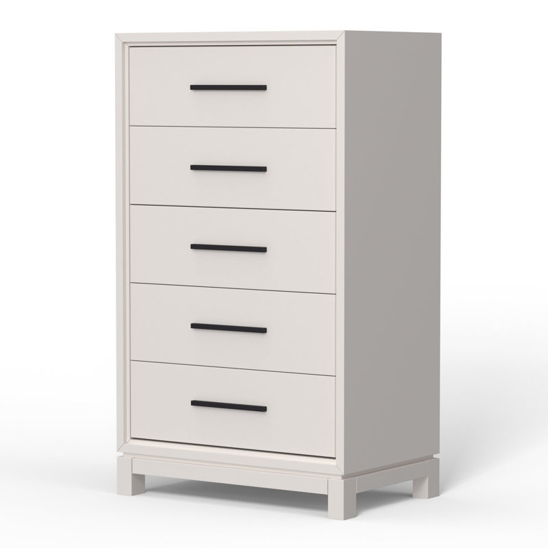 Commode 5 tiroirs l 28 po Wrightia, Blanc craie