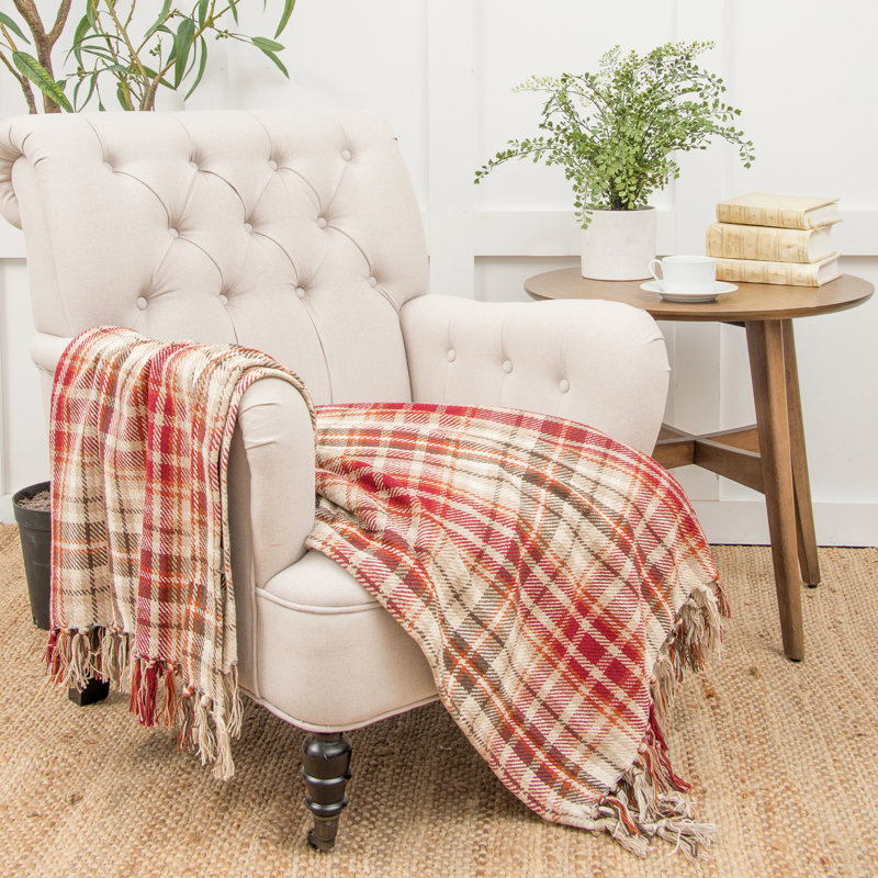 Samuel Plaid Woven Throw Blanket with Fringe