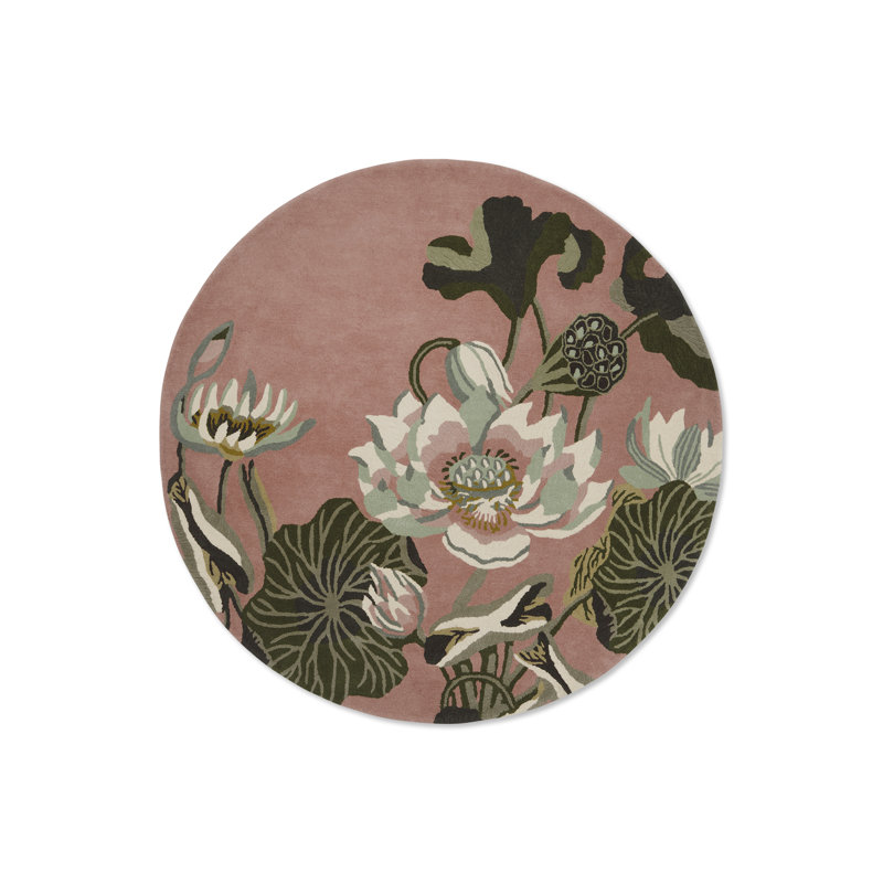 Hand Tufted Wool Floral Area Rug, Round 4'11"