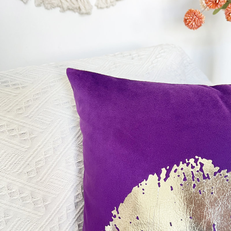 Solid Lips Gold Pillow Cover (Set Of 2), 20" x 20", Purple