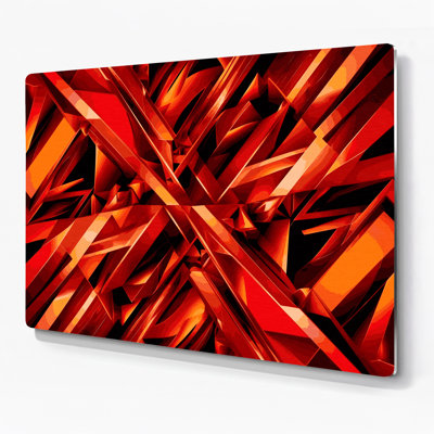 Geometric Abstraction 66 Red Metal Wall Art