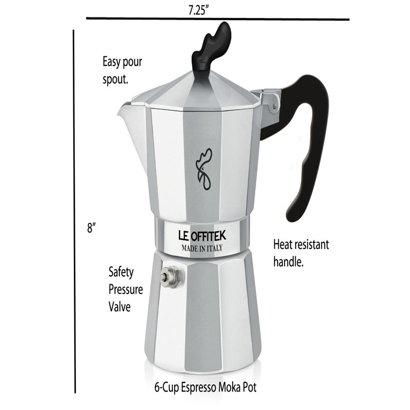 Lorren Home Trends Stovetop Espresso Maker, 6 Shots