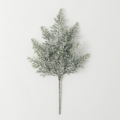 18" Artificial White Bubble Cedar Christmas Pick, Green