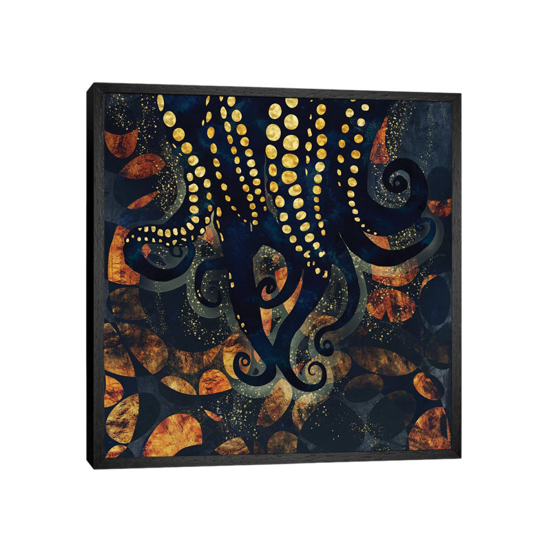 Metallic Ocean I - Print on Canvas, 45.72 cm H x 45.72 cm W, Black Framed