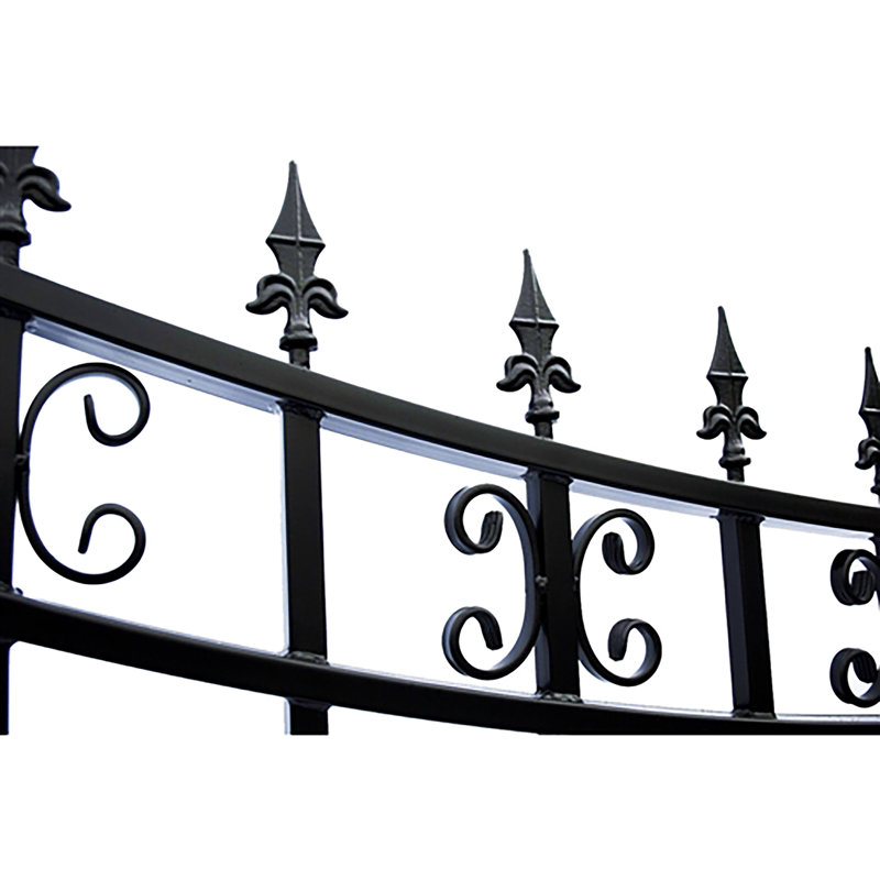 St. Louis Style Black Steel Arched Driveway Gate - 14 x 6 Feet