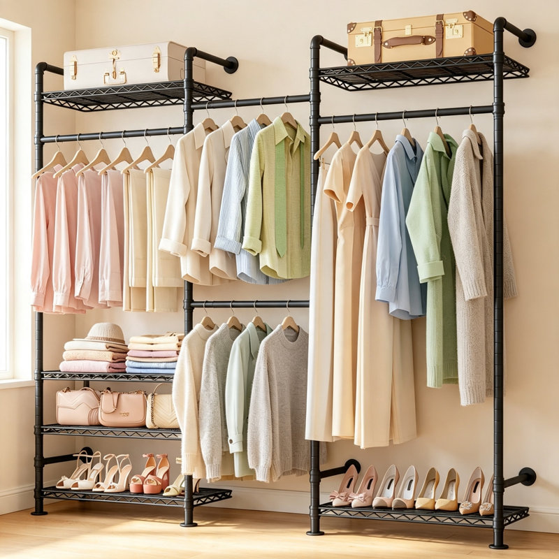 220cm Adjustable Wall Mounted Clothes Rack