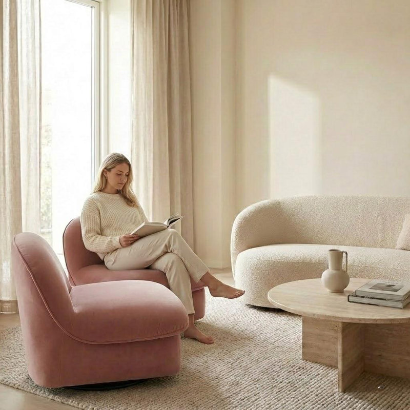 Ensemble de 2 chaises d'appoint rembourrées Modern, Corail