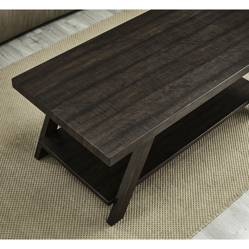Table patinée contemporaine 3 avec tables basses et tables de bout rectangulaires et espace de rangement supplémentaire