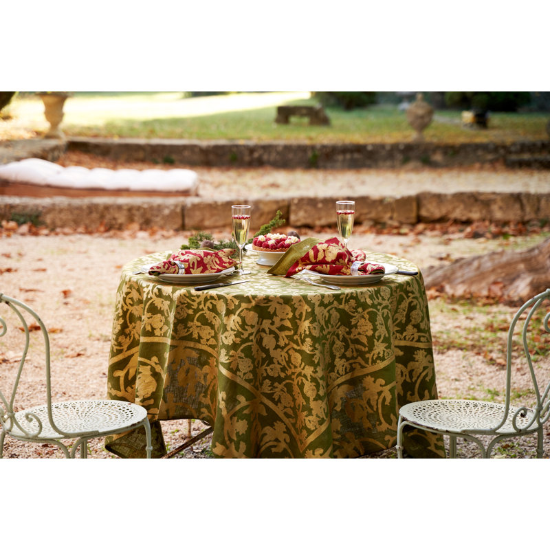 Saint-Rémy DOr Handmade Floral Tablecloth, Vert
