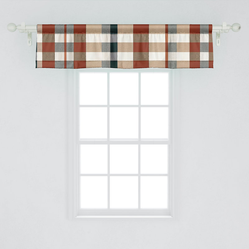 Cinnamon Camel Ivory Plaid Satin Window Valance 54" x 12"