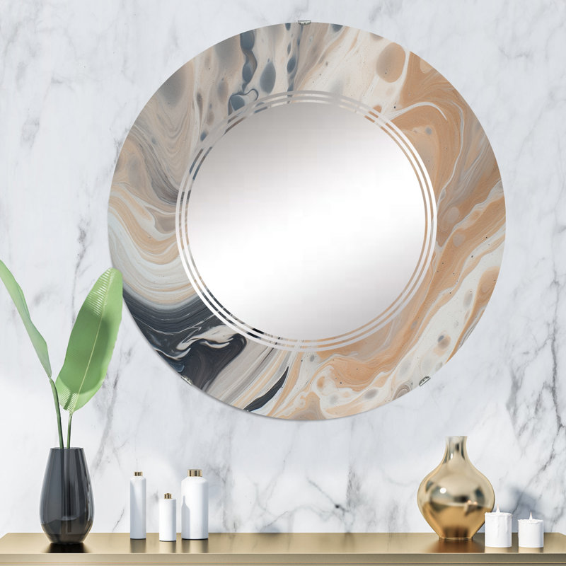 Zevon - Miroir mural moderne rond, 32 po x 32 po