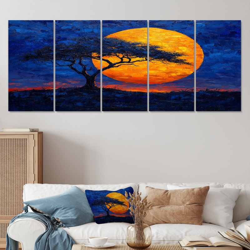 Silhouette de serengeti jaune - arbre africain, H 28 po x l 60 po