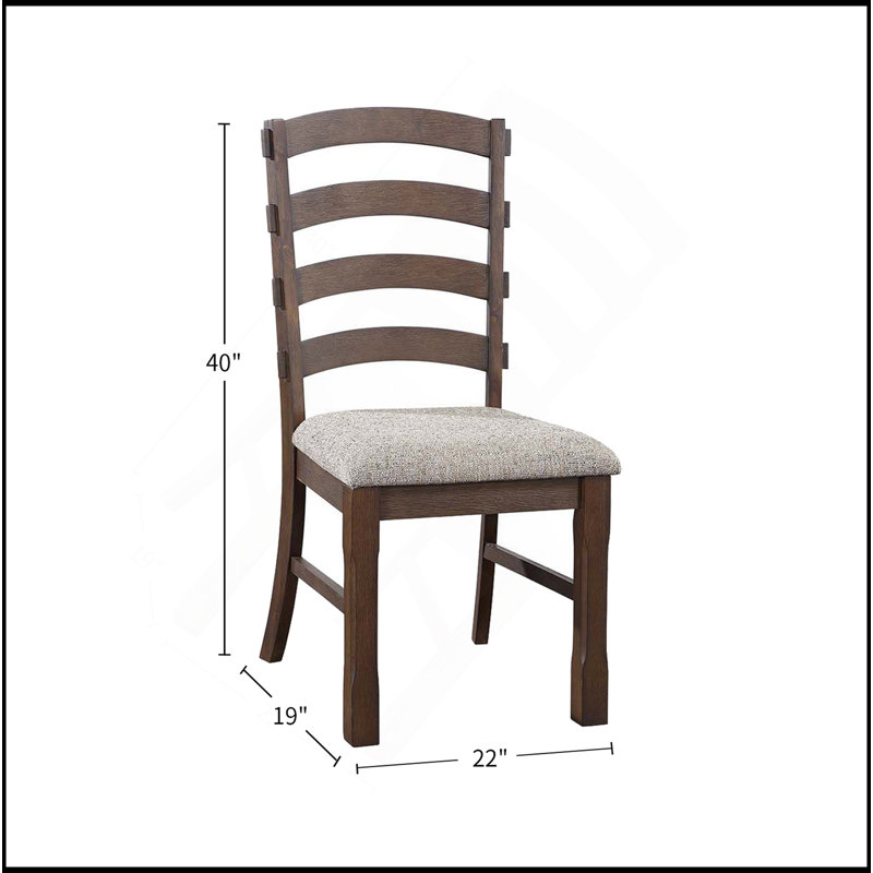 Ensemble de 2 chaises d'appoint avec siège rembourré, gris et brun rustique