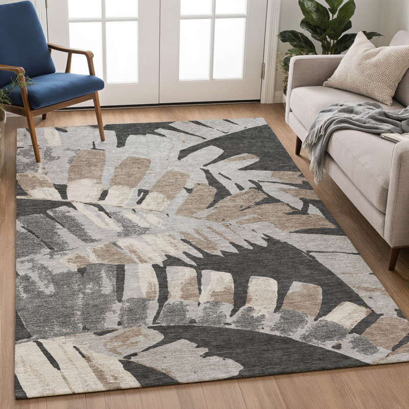 Tapis tropical intérieur / extérieur lavable à la machine Chantille ACN2991, Étain, 10 pi x 14 pi