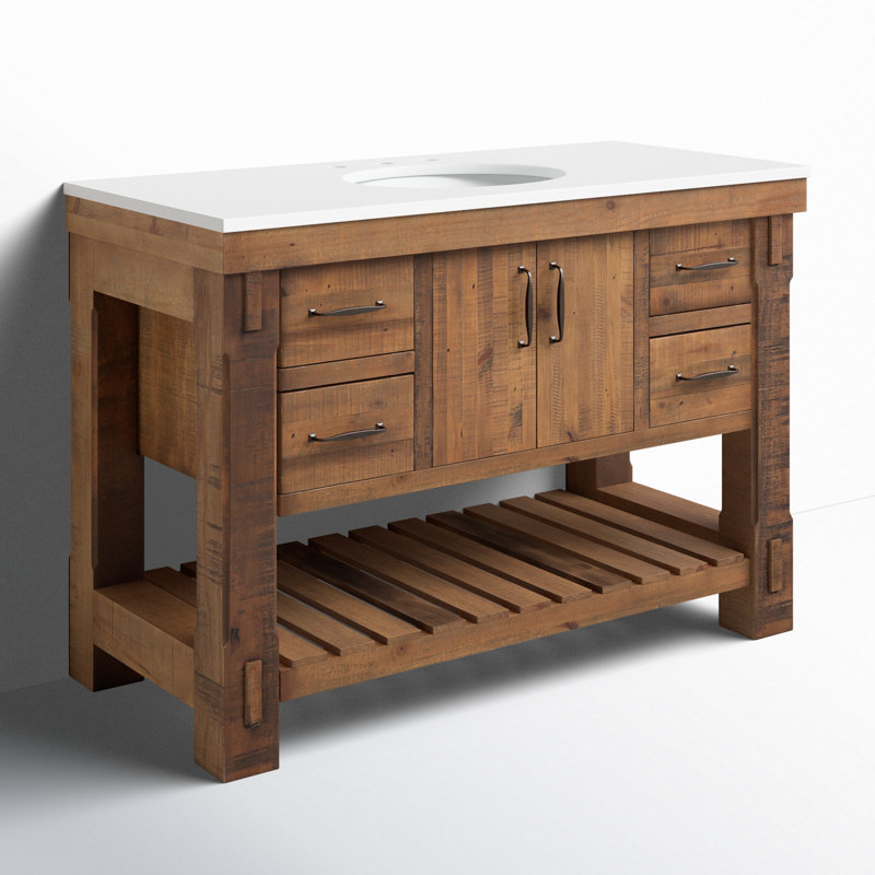 Bromley 48" Single Bathroom Vanity with Quartz Top, Vintage Pine