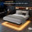  Full Size Floating Bed Frame With Rgb Led Lights And Charging Station,heavy Duty Metal Platform Beds,no Box Spring Needed,black-1733919062