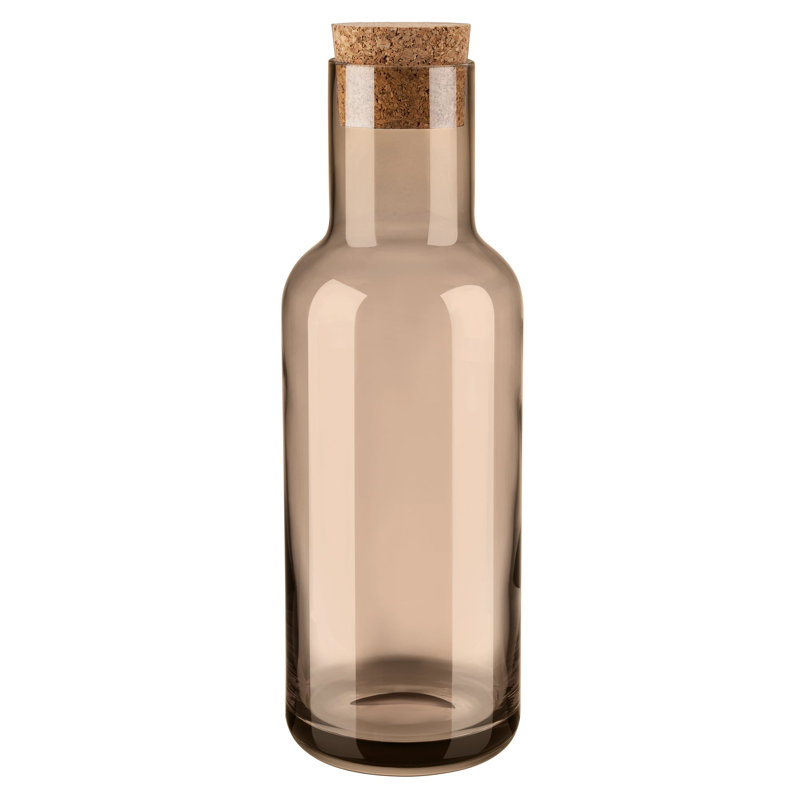 FUUMI Water Carafe With Cork Lid - Smoked Glass, Coffee