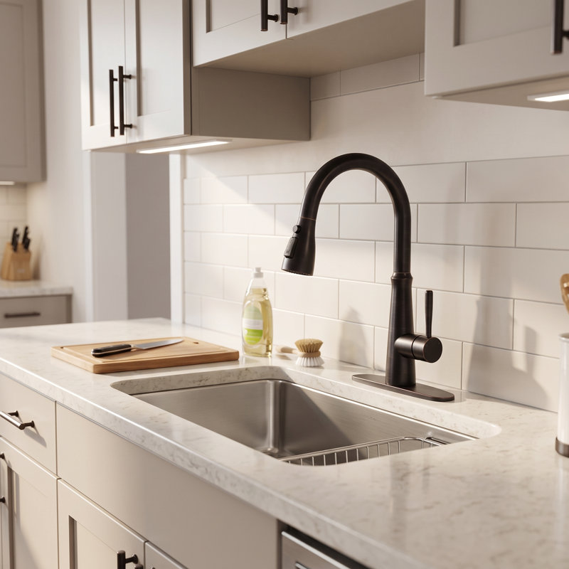 Pull Down Single Handle Kitchen Faucet with Advanced Spray, Oil Rubbed Bronze
