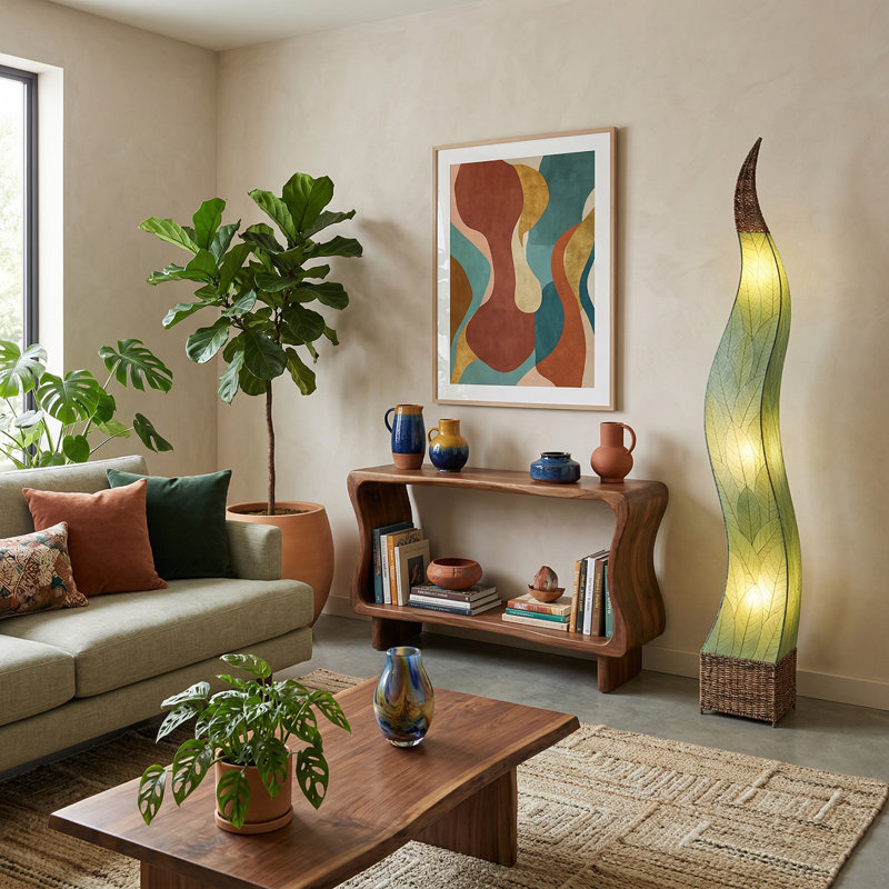 Lampe sur pied colonne 72 po Zoye, Vert
