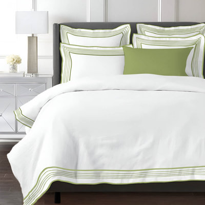 Smart Border 400TC Cotton Embroidery Sateen Solid Duvet Cover Set