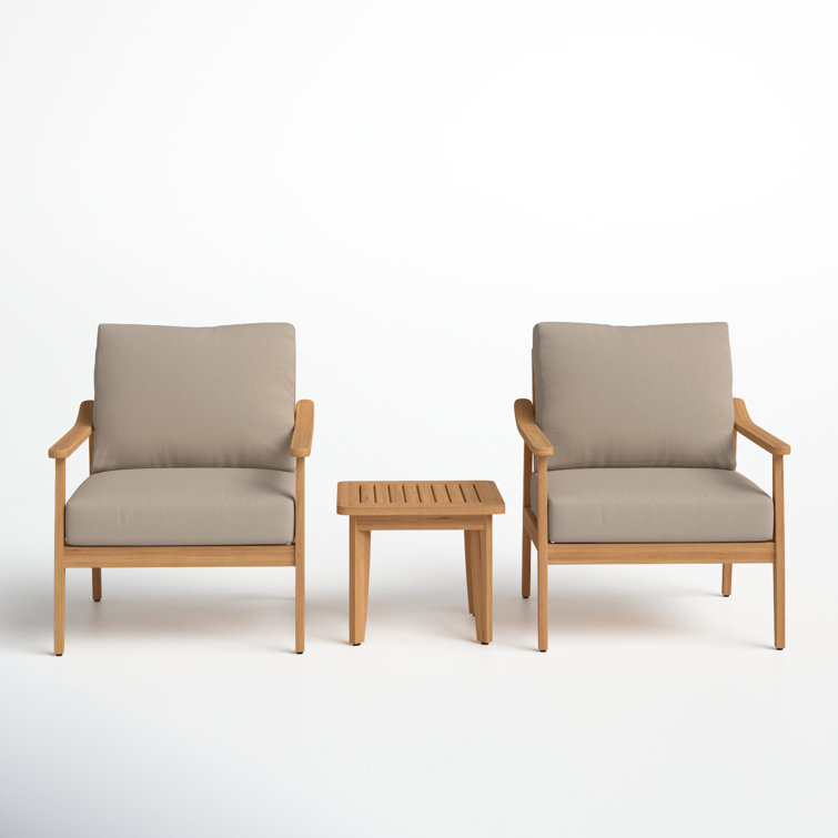 Evie Teak 2 - Person Patio Conversation Sets with Cushions