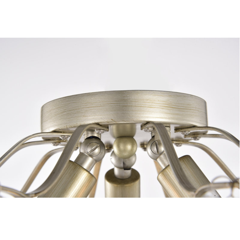 Plafonnier semi-encastré en cristal 3 lumières 15,8 po Myria, Champagne brossé