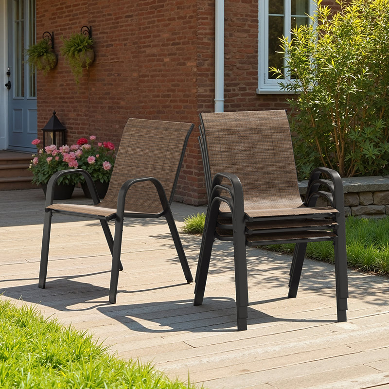 Chaise de patio empilable, Brun