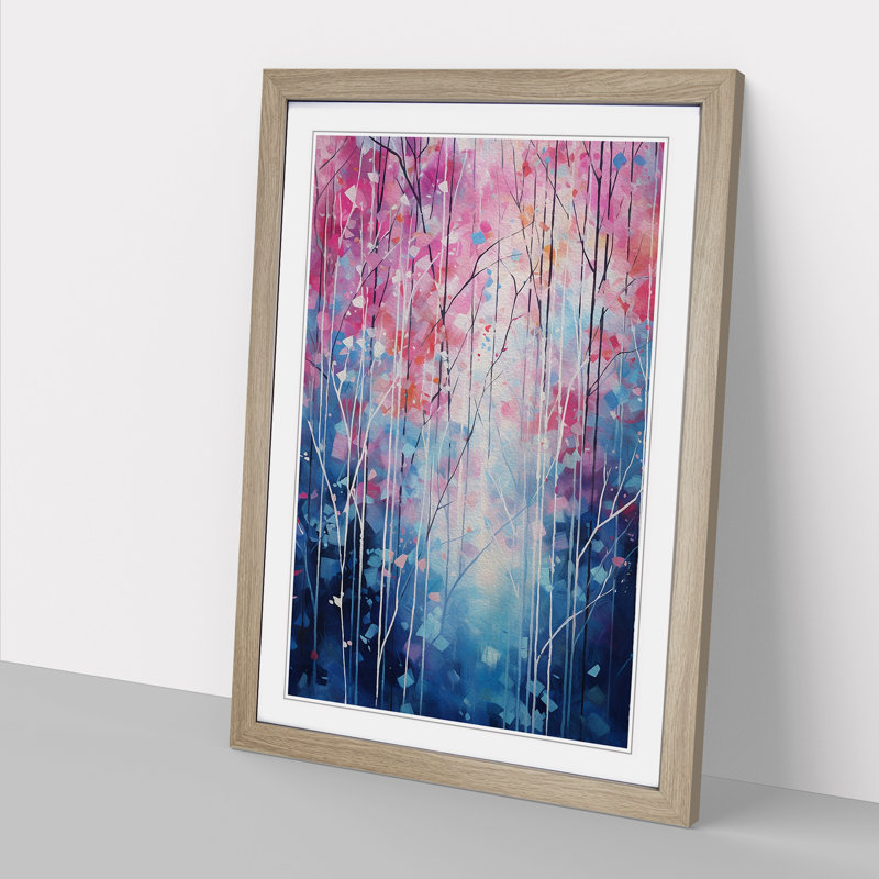 Winter Forest Abstract No.2 - Single Picture Frame Print on Wood, 34cm H x 25cm W x 2cm D, Oak