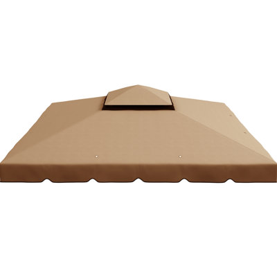Khaki Outdoor Gazebo Replacement Top 9.8' X 9.8', Double Vented Roof Cover Cover, Khaki, For Garden
