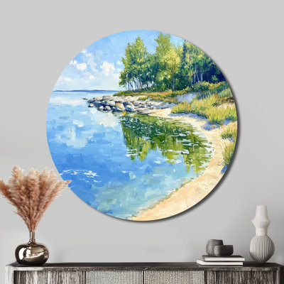 Great Lakes Reflections Michigan - Coastal Large Round Wall Art, Lake View Metal Wall Art