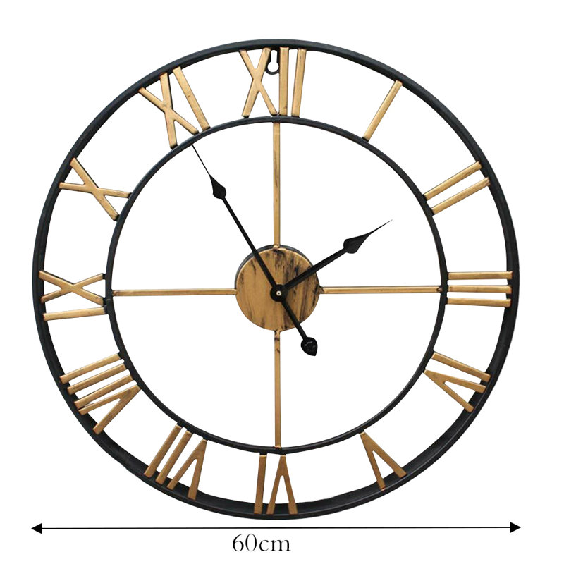 Simple Skeleton Metal Numerals Wall Clock with Hands, Gold/Black