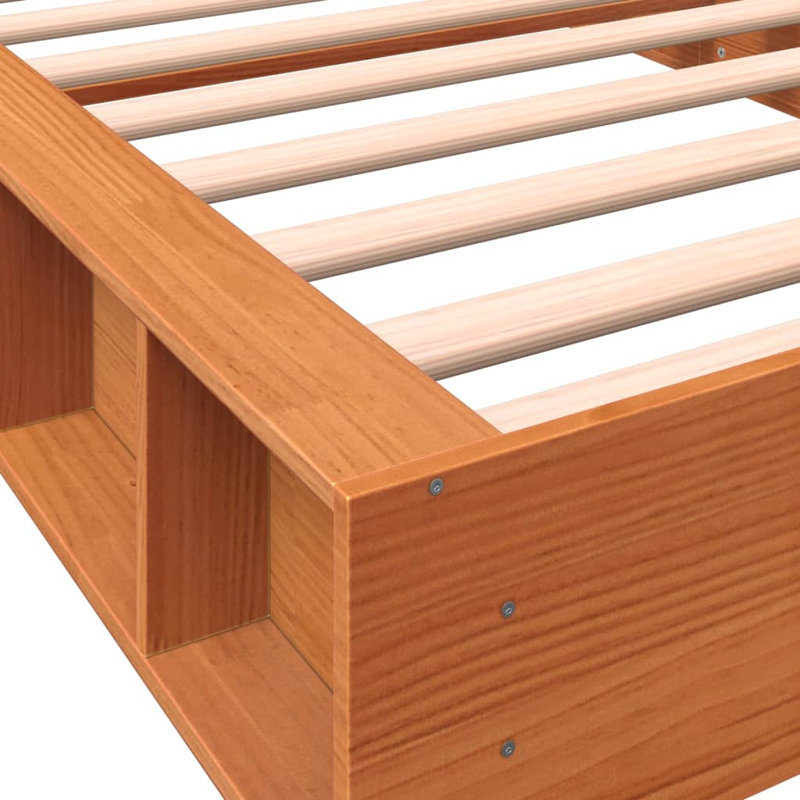 Friona Wood Platform Bed, 100 x 200 cm, Wax Brown
