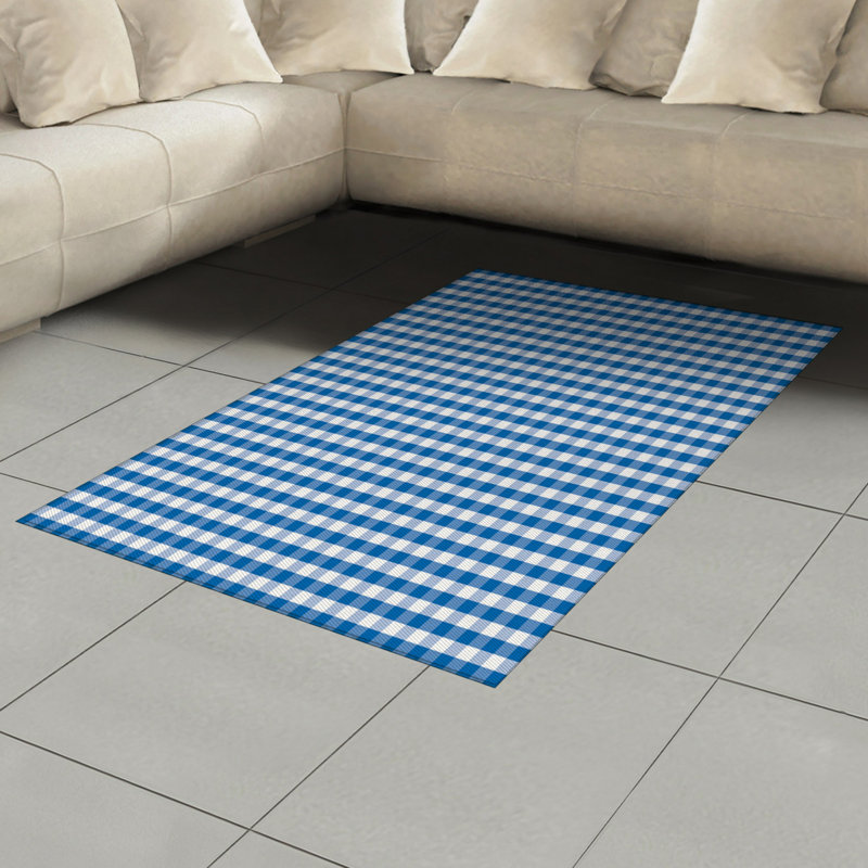 Tapis décoratif à haute densité en fibres de polyester à carreaux, Rectangle— 4 pi x 5 pi 8 po