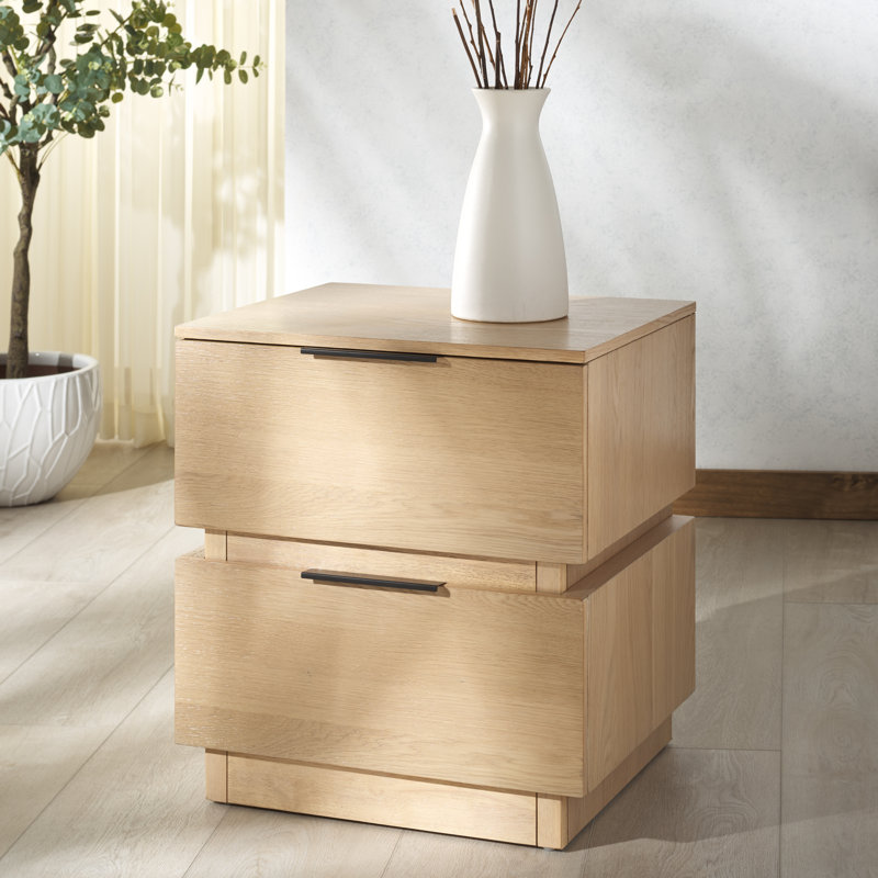 Titus 2 Drawer Nightstand, Oak