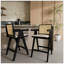 Tabouret de bar à dossier en plastique tissé de 27 po de hauteur - siège en tissu rembourré de mousse et structure en bois d'hévéa durable-2009142815
