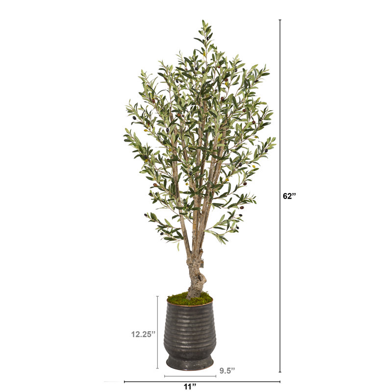 Faux Olive Tree Tree in Metal Planter