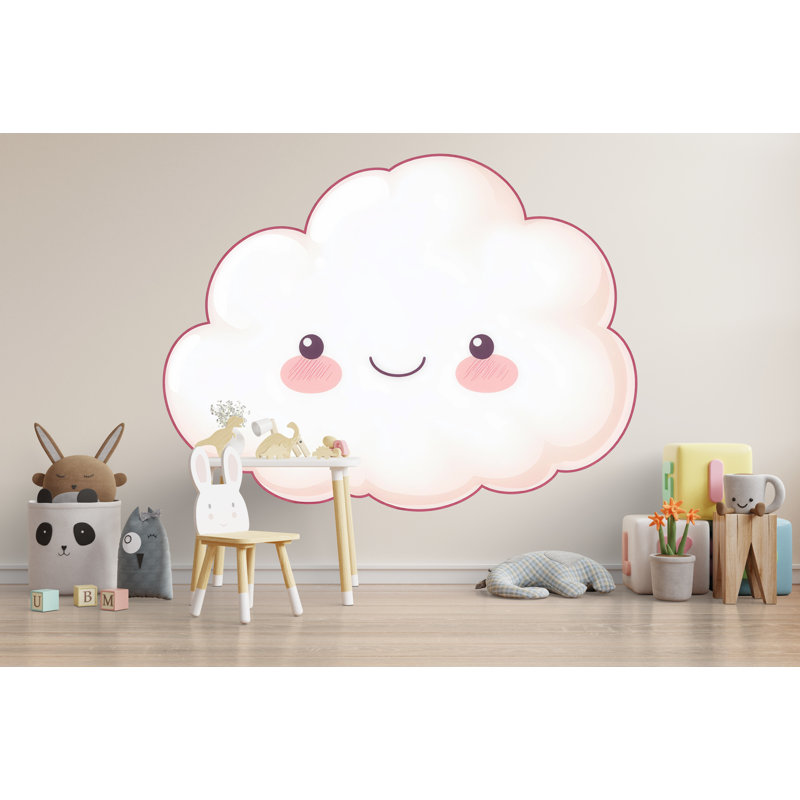 Adhésif mural nuage mignon, art mural chambre d'enfant, décoration de chambre de bébé, autocollant mural nuage souriant 215Mv