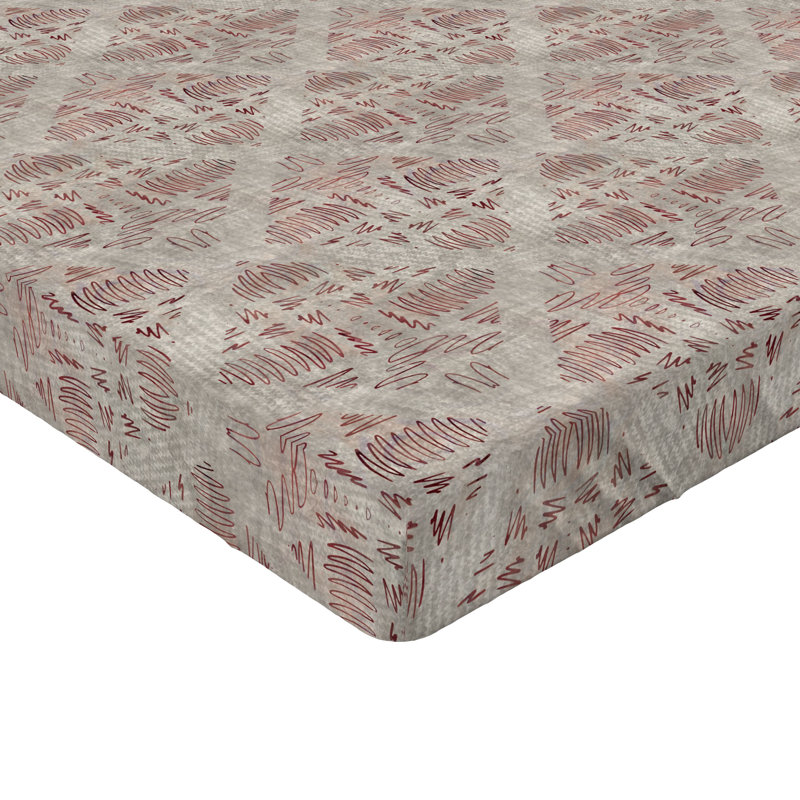 Drap-housse à motif floral Ambesonne, Marron foncé / motif géométrique gris pâle, Drap-housse de taille double