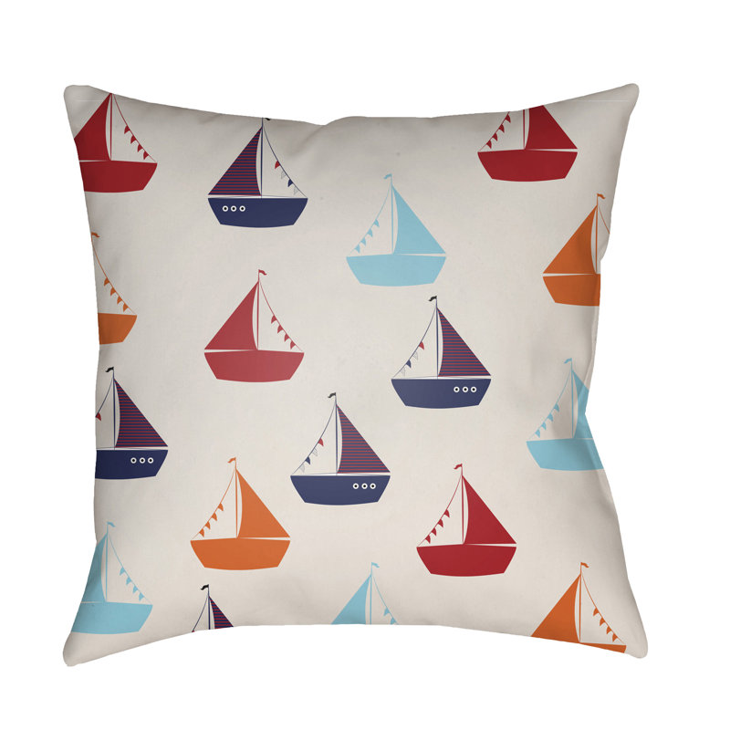 Boats Indoor/Outdoor Throw Pillow, White, 20" H x 20" W x 3.5" D