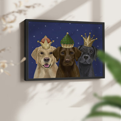 Christmas Labradors, Three Kings -Framed Print - Restickable