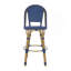 Ensemble de 2 tabourets de bar 29,5 po d'extérieur en rotin et aluminium français, bleu marine et bambou-289101447