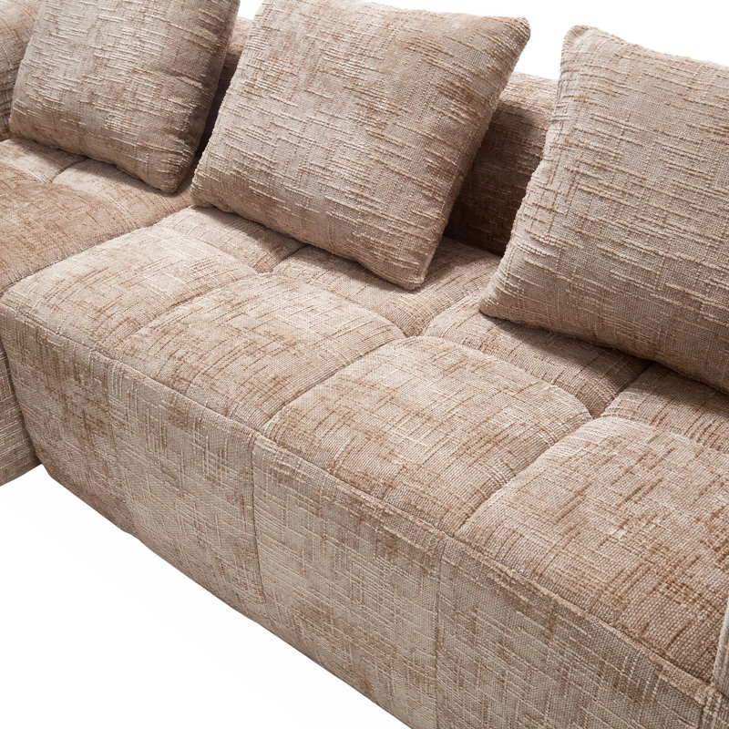 Élégant et modulaire avec méridienne - chenille, généreux espace pour s'asseoir, compartiment latéral pratique, espace pour s'asseoir modulaire à installation simple, poche pratique, processus d'installation sans effort