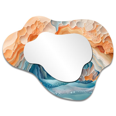 Biomorphism Glacial Abstract Landscape I - Abstract Asymmetrical Wall Mirror, Modern Vanity Mirror, Printed on Metal