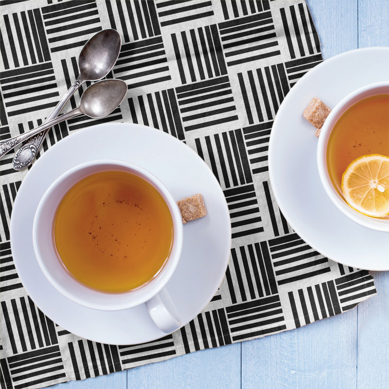 Jaya Tea Towel Kitchen Towel, Black/White, Cotton Twill