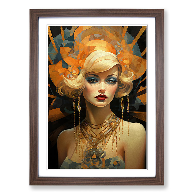 Single Picture Frame Print on Wood, Walnut Framed, 46cm H x 34cm W
