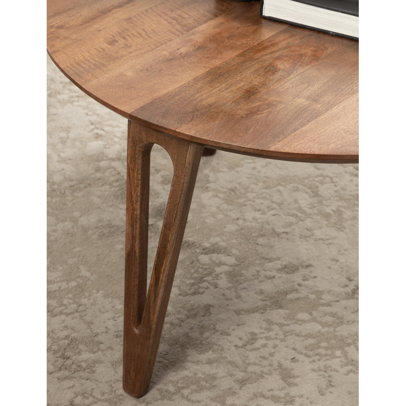 Wooden Living Room Round Coffee Table, Medium Wood