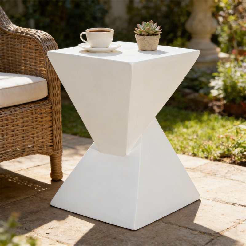 Table de bout en blocs de béton Weott, Blanc