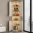 82.68"H Luxury Style Corner Wine Cabinet, Modern Minimalist Triangular Storage Cabinet, Glass Wall Corner Organizer